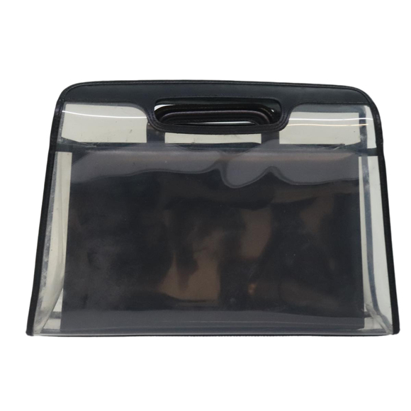 GUCCI Hand Bag Vinyl Leather Clear Black Silver 000 2058 0548 5 Auth 90596 - Picture 2 of 16